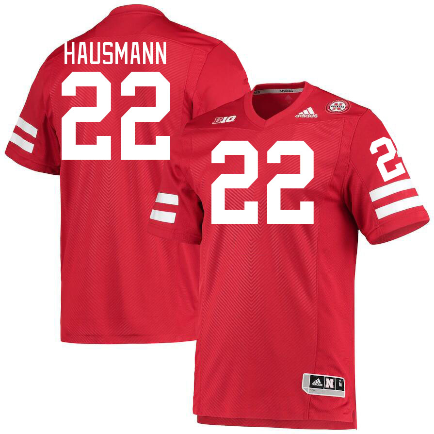 Men #22 Ashton Hausmann Nebraska Cornhuskers College Football Jerseys Stitched Sale-Red - Click Image to Close